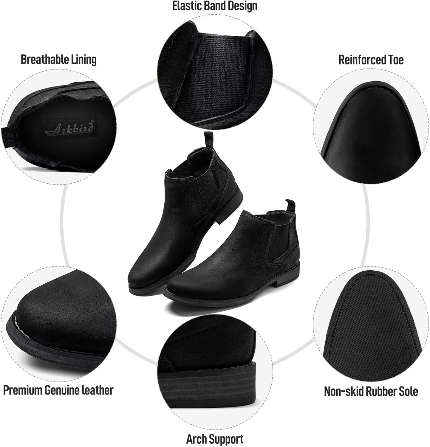 Arkbird Chelsea Ankle Boots for Men Genuine Leather Oxford Casual and Formal Dress Boot - Image 4