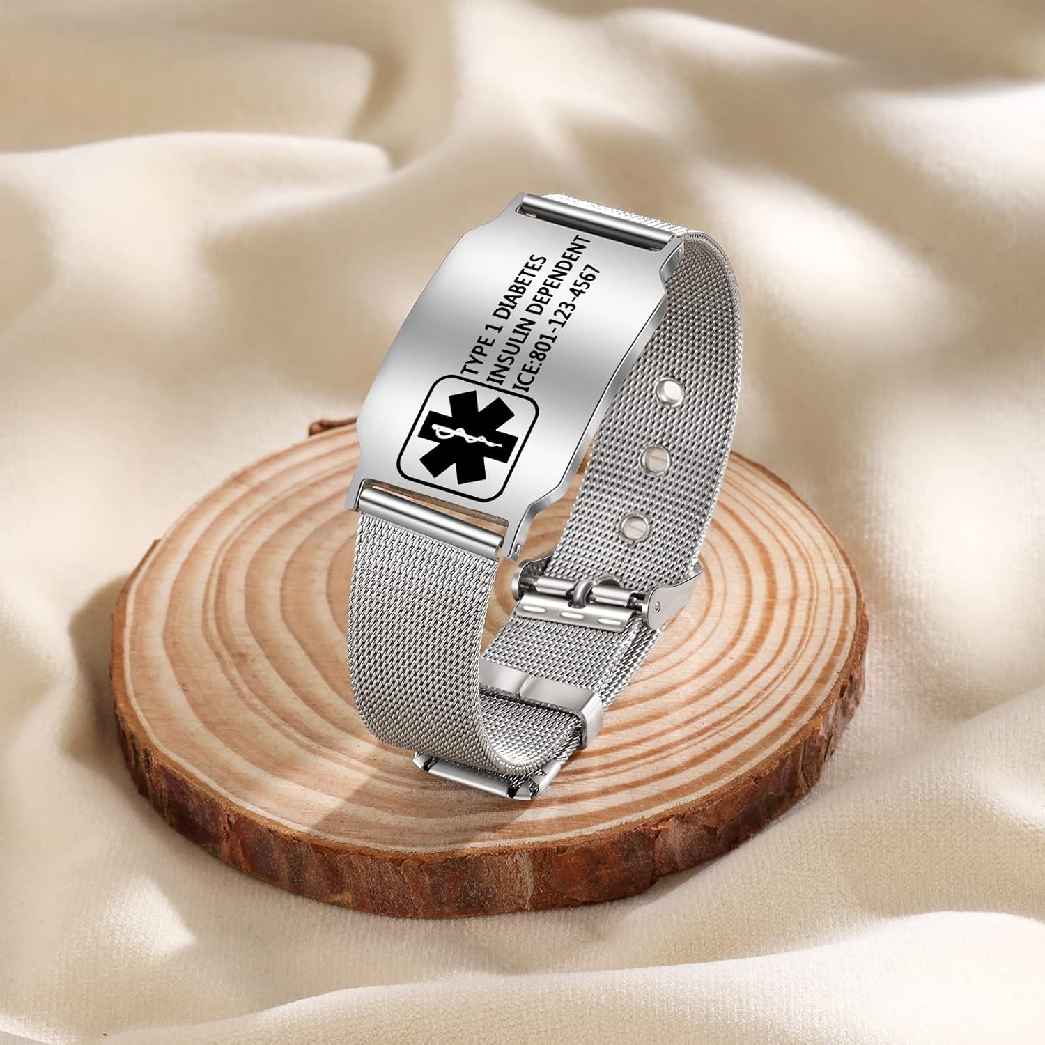 Custom Medical Bracelet for Woman Men - Personalized Engraved Stainless Steel Waterproof Emergency Alert Medical ID Bracelet Allergy Wristband - Image 5