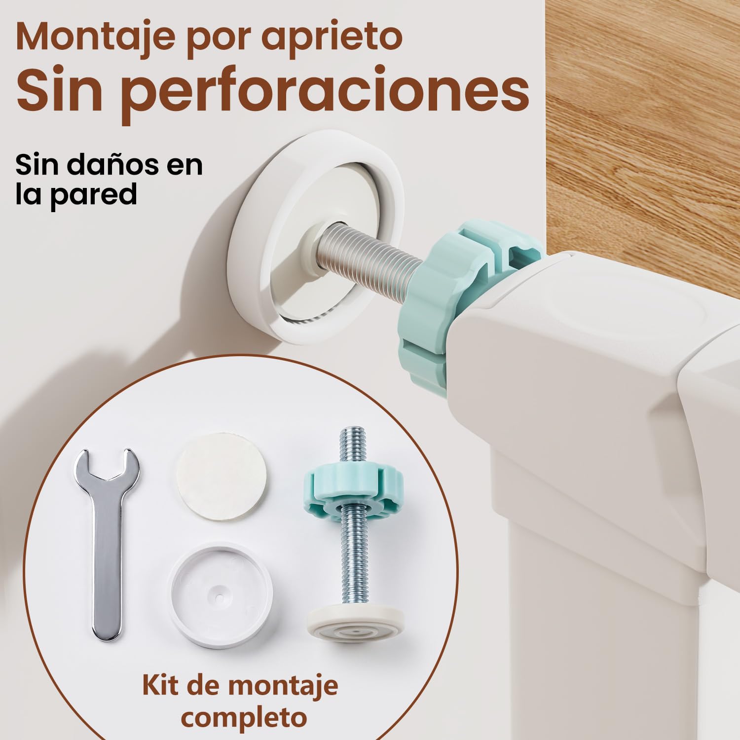 YEAUPE PRO Barrera de Seguridad Infantil 82-85cm, Sin Taladros, Blanca