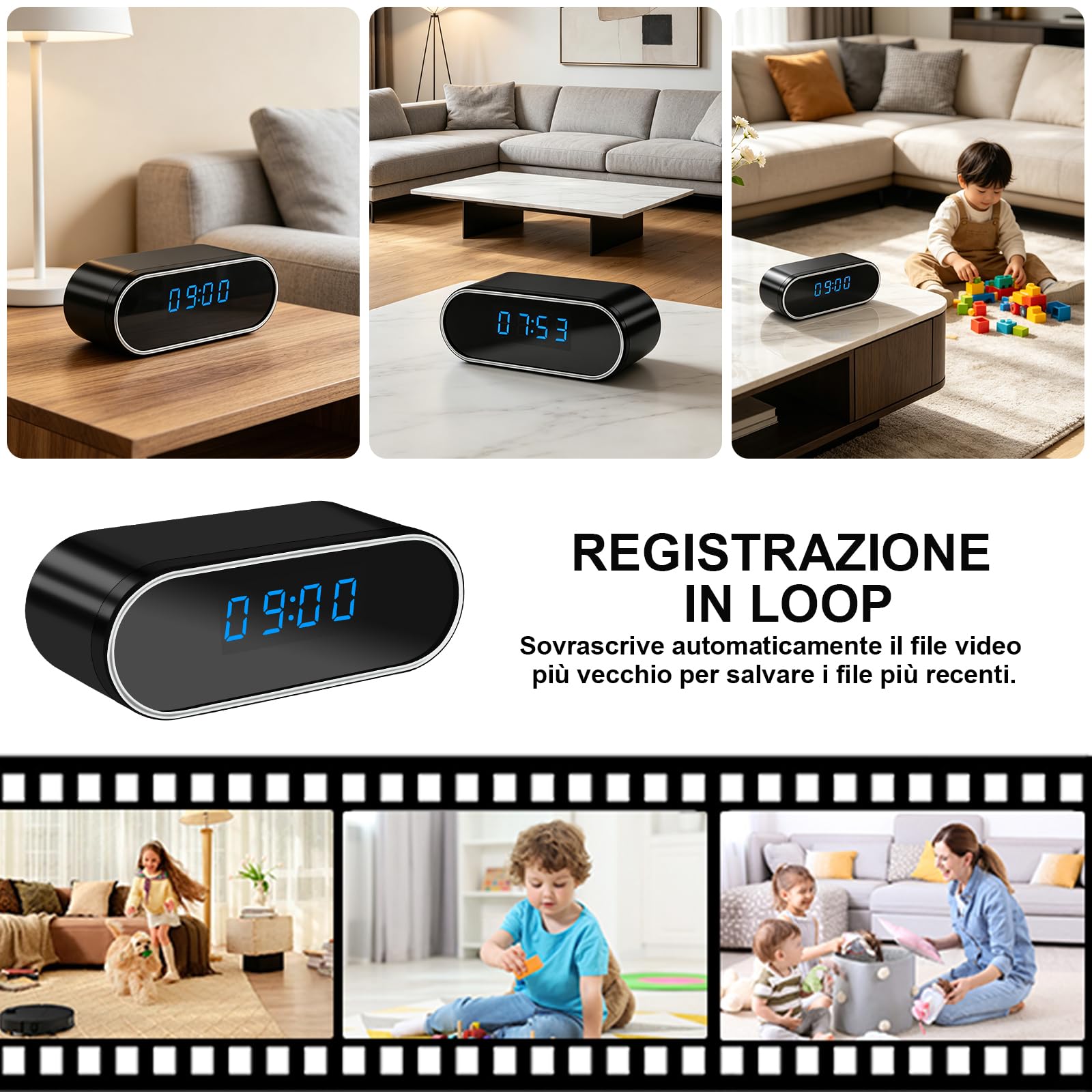 Telecamera Nascosta Wi-Fi 5G, Mini Telecamera Spia Wi-Fi Nascosta | Telecamera Spia Wi-Fi Nascosta con Grandangolo da 120°, Visione Notturna e Rilevamento del Movimento