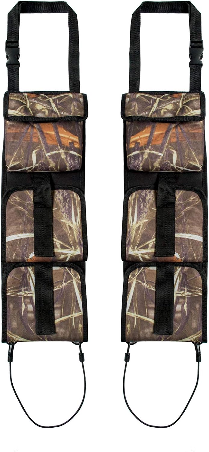Hunting Gear Back Seat Gun Sling Holder Shotgun Rifle Rack Case Gun Holsters Pistols Organizer with Pockets Universal Fit for Truck SUV Car Shooting Accessories