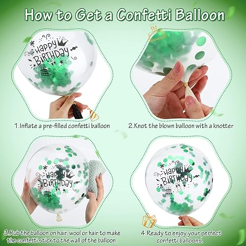 Miniatura 7 de 16 globos de decoración de látex de confeti verde y negro, globos de 12 pulgadas para fiesta de cumpleaños verde y negro, temática de safari de