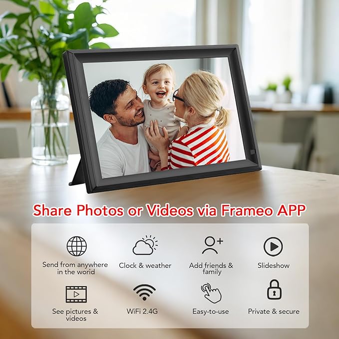 Frameo 15.6 Inch Large Digital Photo Frame, Digital Picture Frame WiFi, IPS HD Touch Screen, 32GB Storage, Photo Frame with Auto-Rotate Instant Share Photo/Video Sharing via Frameo App, Gift for Mom