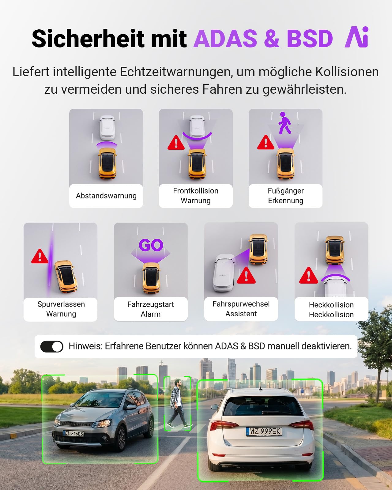 VANTRUE S1 Pro Dashcam 2,7K+1080P Dual 60fps Vorne und Hinten, 5GHz WLAN GPS Auto Kamera mit STARVIS 2 Nachtsicht, 24h Parküberwachung Nachtsicht, Superkondensator G-Sensor Loop-Aufnahme APP, 512GB