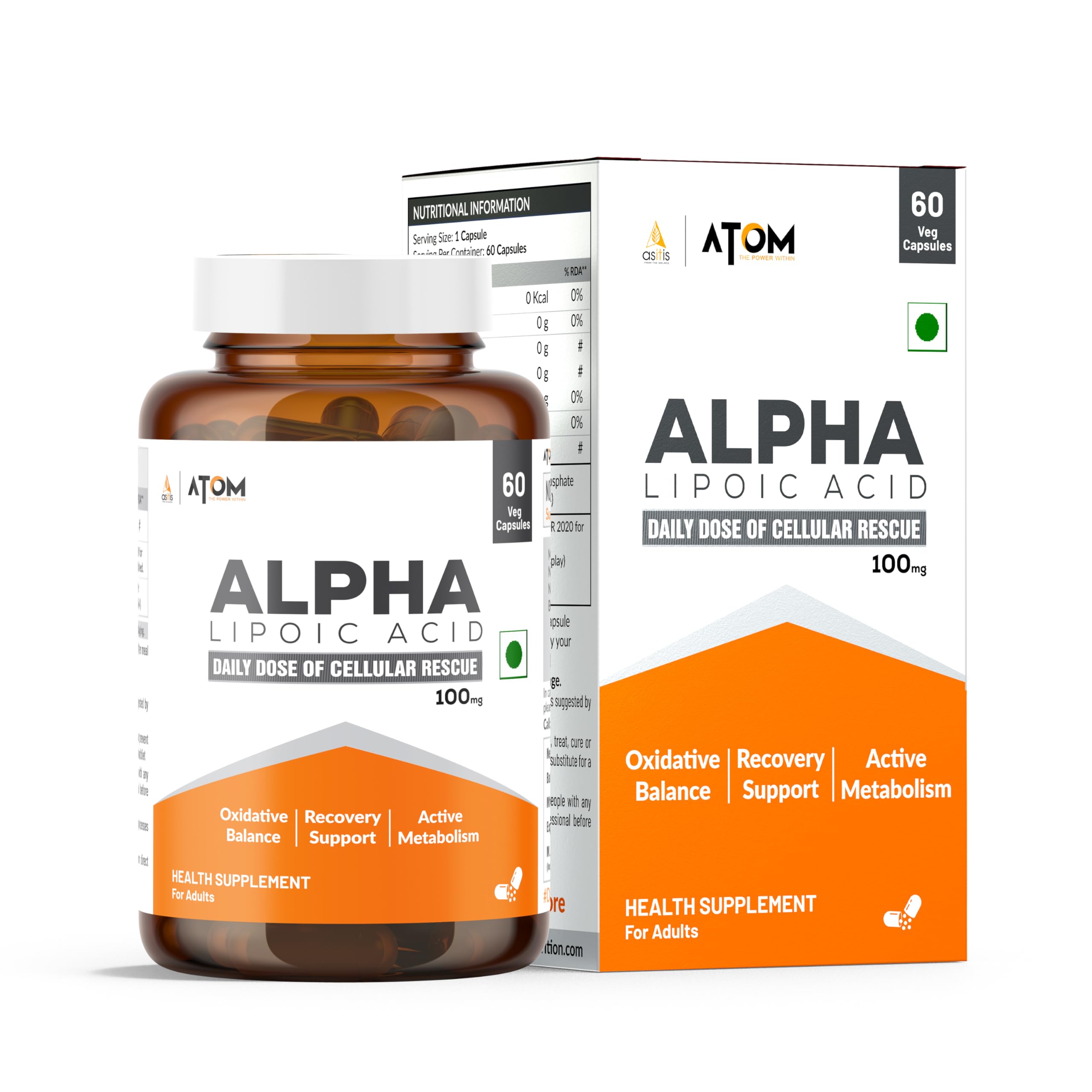 AS-IT-IS ATOM ALA (Alpha Lipoic Acid) 100mg I 60 Veg Capsules I Antioxidant Support for Overall Health I Health Supplement for Men & Women-image-30