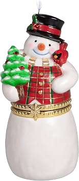 Hallmark Keepsake Christmas 2019 Year Dated Limoges Snowman Ornament, Porcelain,