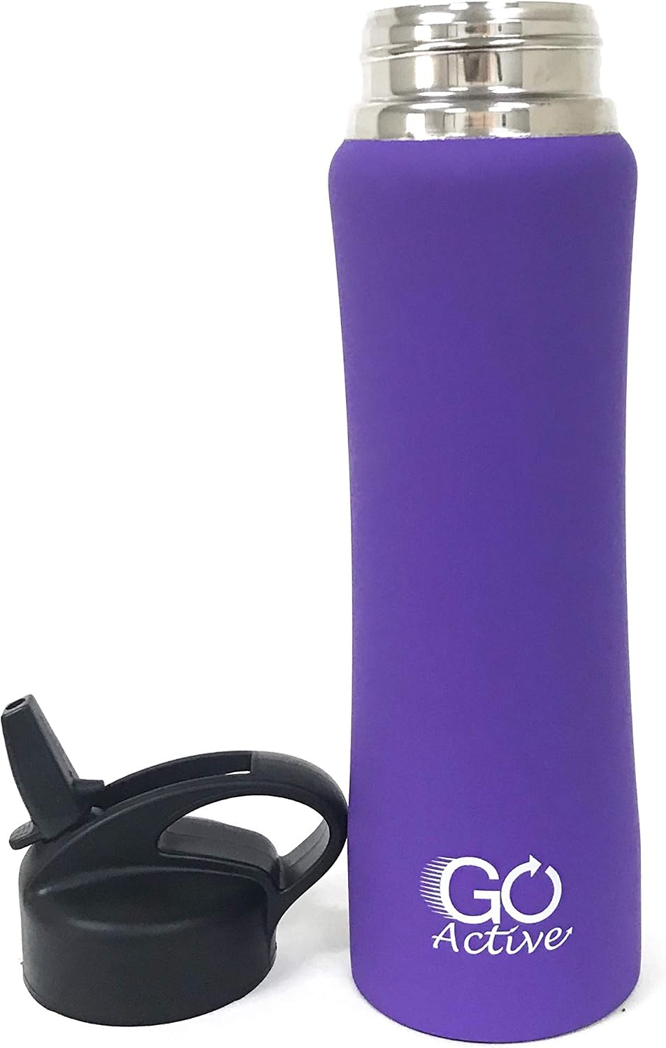 GO Active Insulated Water Bottle with Straw. Stainless Steel Double Wall Sport Bottle Keeps ice Cubes Over 24 Hours!