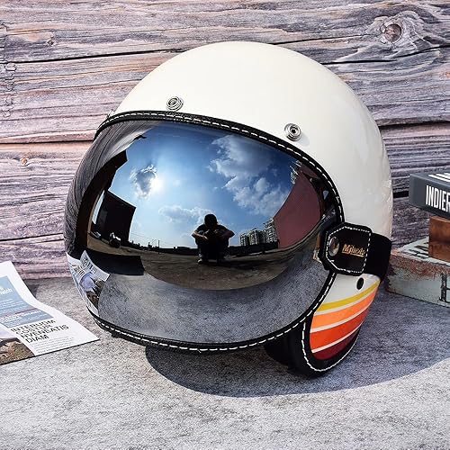 Miniatura 2 de Casco universal de cara abierta 34 con lente de visera de burbuja para parabrisas de motocicleta, lente condensador, gafas vintage para casco de