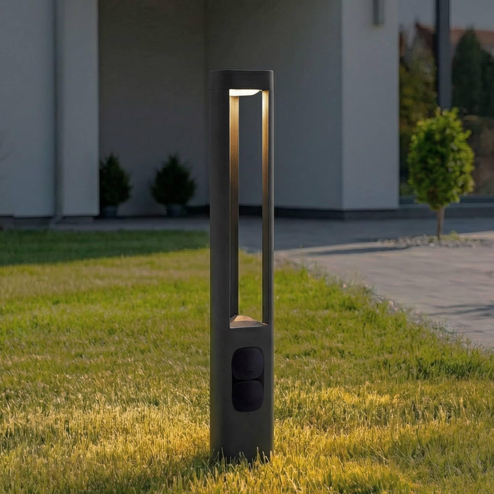 Lucande LED Außenleuchte Pirron (spritzwassergeschützt (Modern) in Schwarz aus Aluminium (1 flammig,) - Wegeleuchte Pollerleuchte Wegelampe Sockelleuchte
