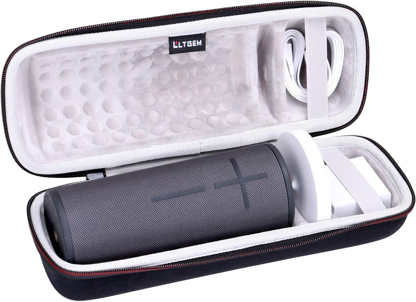 LTGEM Hard Case for Ultimate Ears Boom 3 Portable Waterproof Bluetooth Speaker and Charger Dock - Travel Protective Carrying Storage Bag(Black+Grey