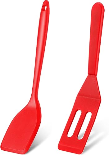 Miniatura 1 de Mini espátula de silicona para servir brownies, flexible, antiadherente, resistente al calor, espátula ranurada para galletas volteadas en una