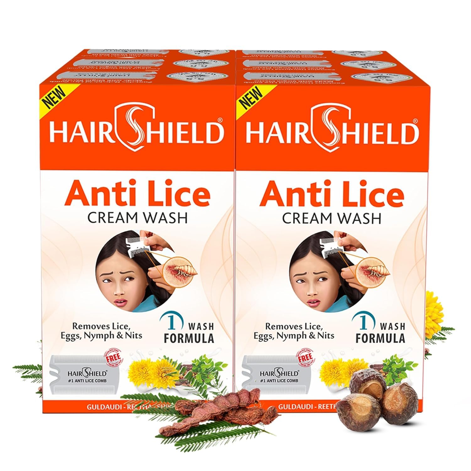 Anti Lice Cream Wash (New Pack of 2 x 30ml) | Each Pack with New Big Lice Specialist Comb | Made with Guldaudi, Reetha & Shikakai | Effective for Kids, Men & Women | 1 Wash Formula (pack of 2)