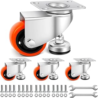 WBD WEIBIDA 3” Leveling Swivel Casters Wheels, Industrial Grade Workbench Casters Set of 4, Retractable Casters with Adjustable Leveling Feet 1800 LBS, Heavy Duty Casters Wheels for Equipment, Machine