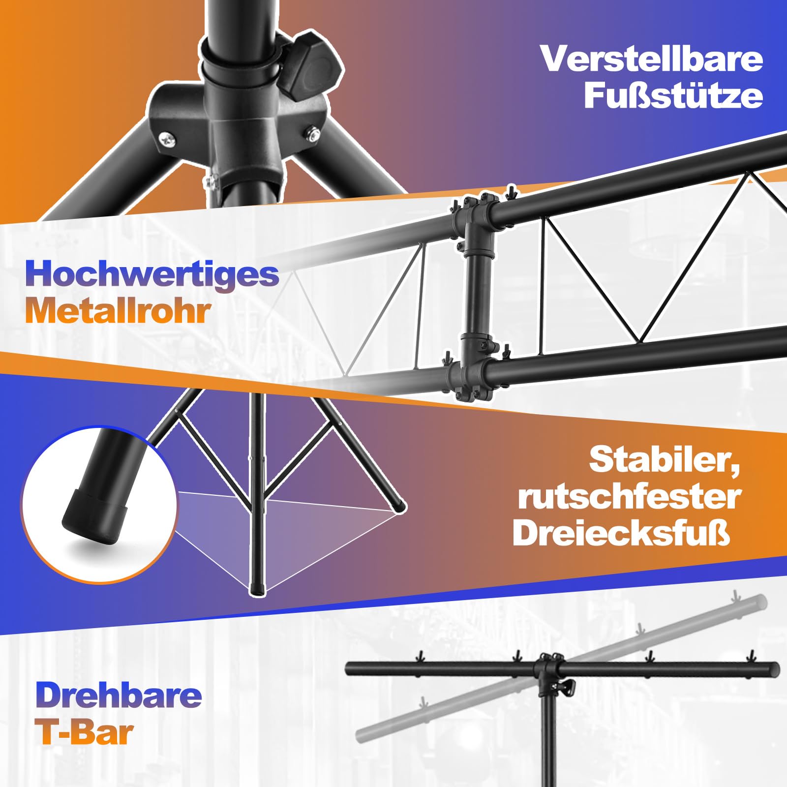 COSTWAY 350cm lang Lampensaktiv, DJ-Lichtstativ 180-360cm höhenverstellbar aus Metall, Beleuchtungsstativ mit einziehbaren T-Stangen bis 100kg Belastbar für Konzerte, Theater & Partys