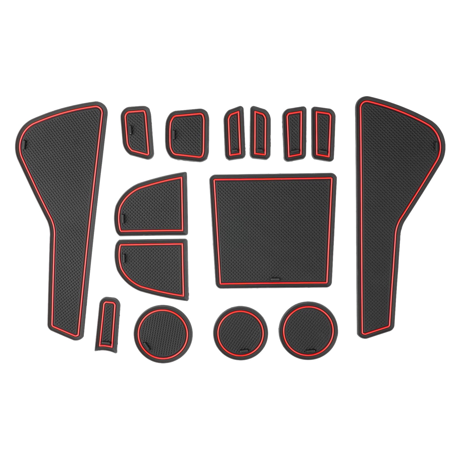 GAFAT Compatibile con Opel Corsa F 2020-2024 2025 (Freno Manuale) Tappetini Antiscivolo, Corsa F 2024 Tappetini in Gomma per Console Centrale, Cuciture per Porta [Non per Automatico & EV] (Rosso)