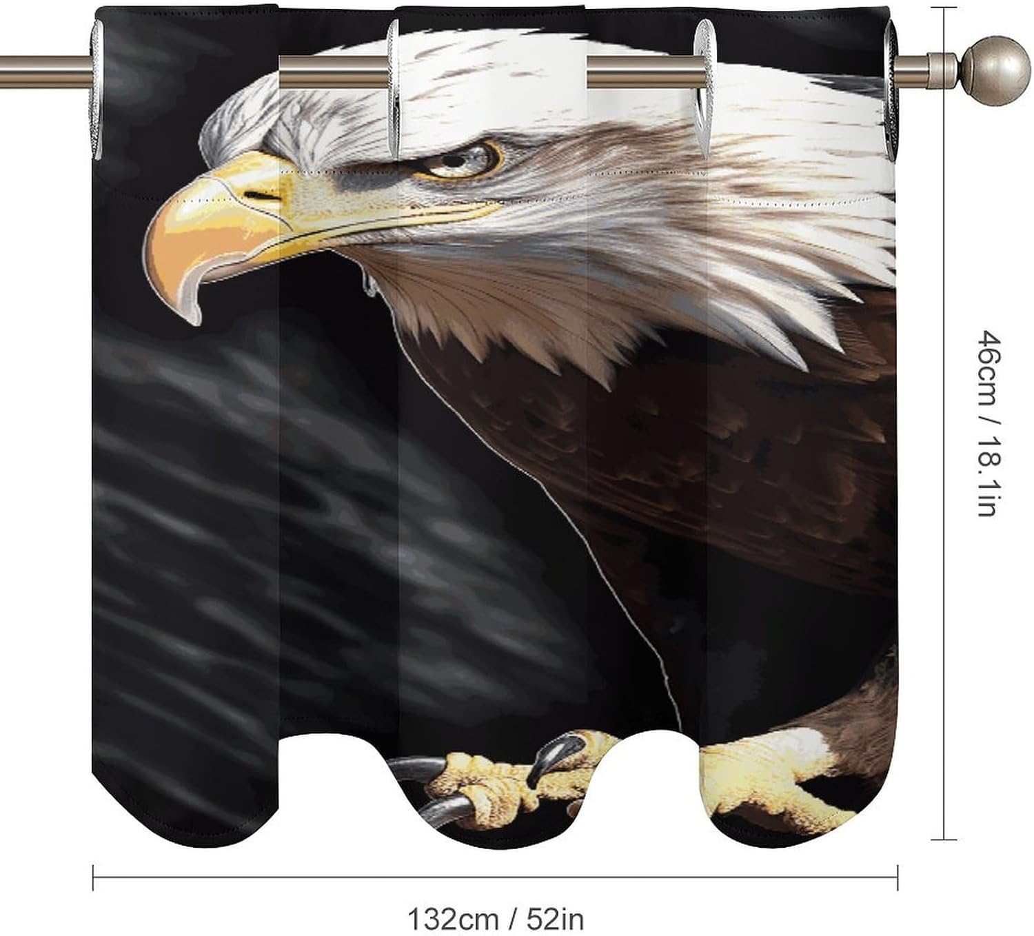 an Eagle Valance for Window, Soft Blackout Small Valance Curtains, Polyester Short Window Valances for Kitchen Living Room Bedroom Cafe, 52 X 18.1 Inches, 2 Panel