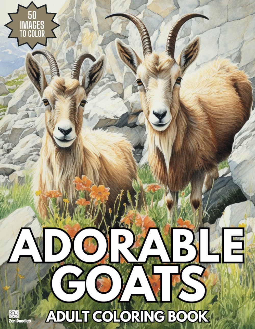 Adorable Goats: Relaxing Grayscale Coloring Book for Adults and Teens (Grayscale Farmyard Animals)