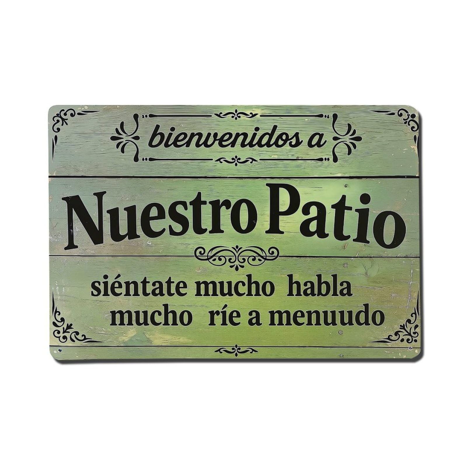 Jdfenggu Vintage Bienvenidos A Nuestro Patio Sign Retro Metal Tin Sign, Metal Poster For Bar, Home, Man Cave, Kitchen, Laundry Room Art Decor 8X12 Inch