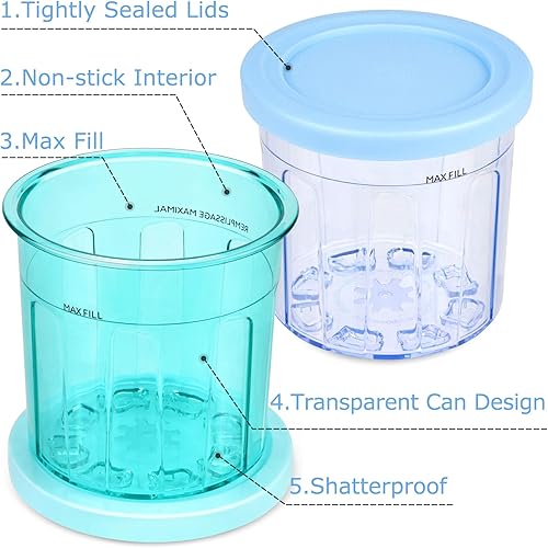 Miniatura 3 de Recipientes de helado de 16 onzas para pintas y tapas de crema ninja, paquete de 4, compatibles con máquinas de helados NC301 NC300 NC299AMZ Series,