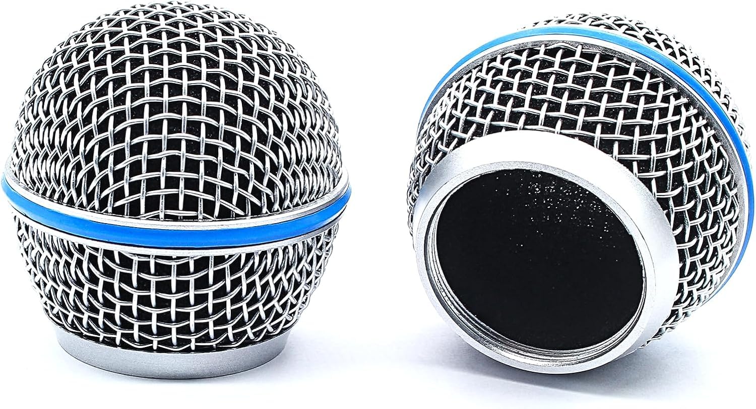 kh Microphone Head Beta 58 Replacement Standard Size Grille Mic Replacement with Foam, Mic Replacement Grill Cover Built in Foam Filter (Pack of 2)-image-11