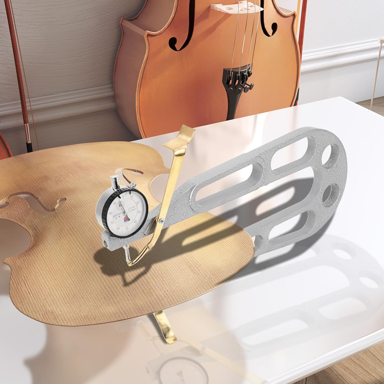 Violin Thickness Gauge Measuring Tool, Grauating Caliper, 0-0.4inch Range, Dial Indicator Luthier Tools for Violin
