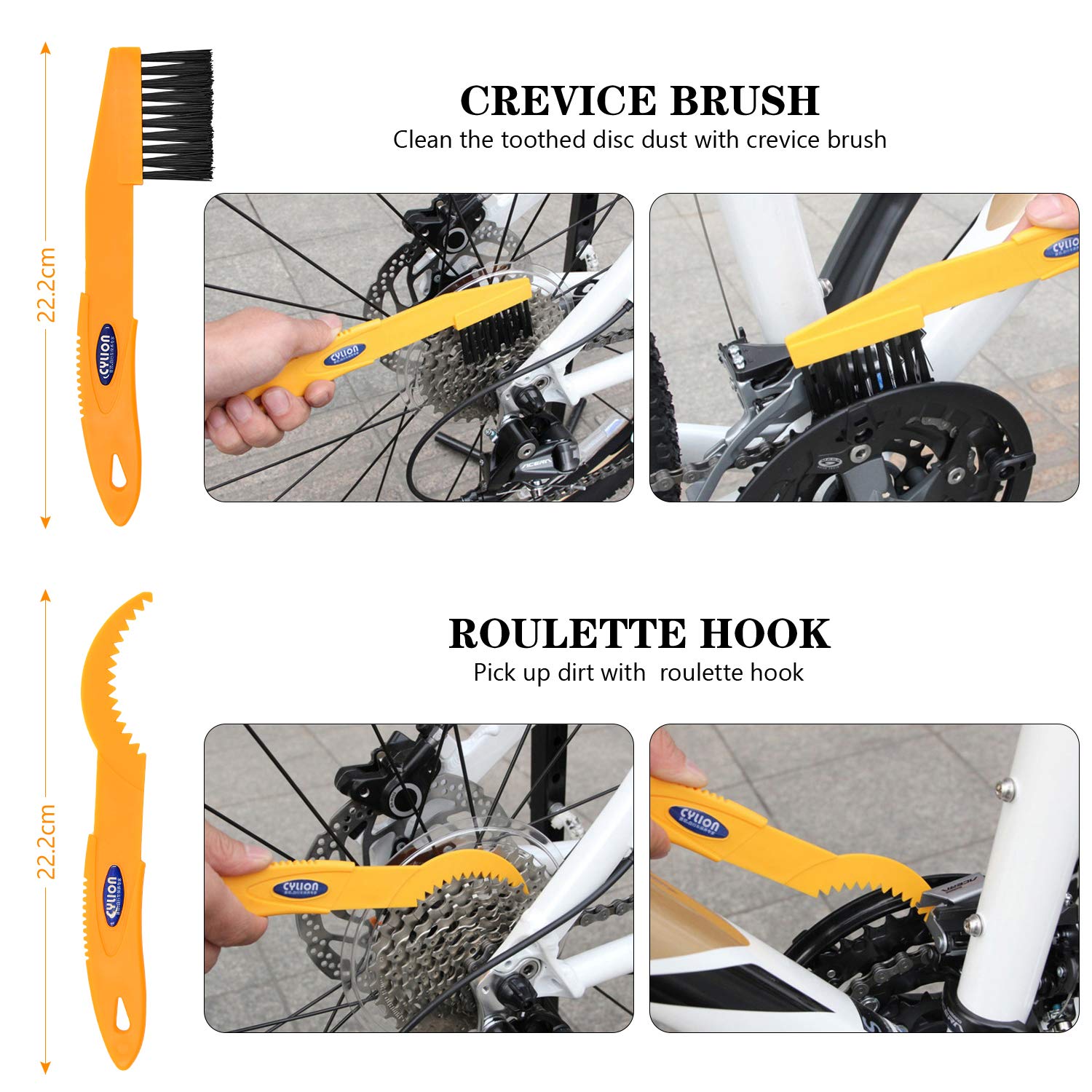 Reinigingsborstels voor fietsen en motorfietsen, 3 stuks, kettingborstel voor fietsen en motorfietsen voor het verwijderen van vuil, nylon beugels, onderhoud van motorfietsen, reinigingskaartset