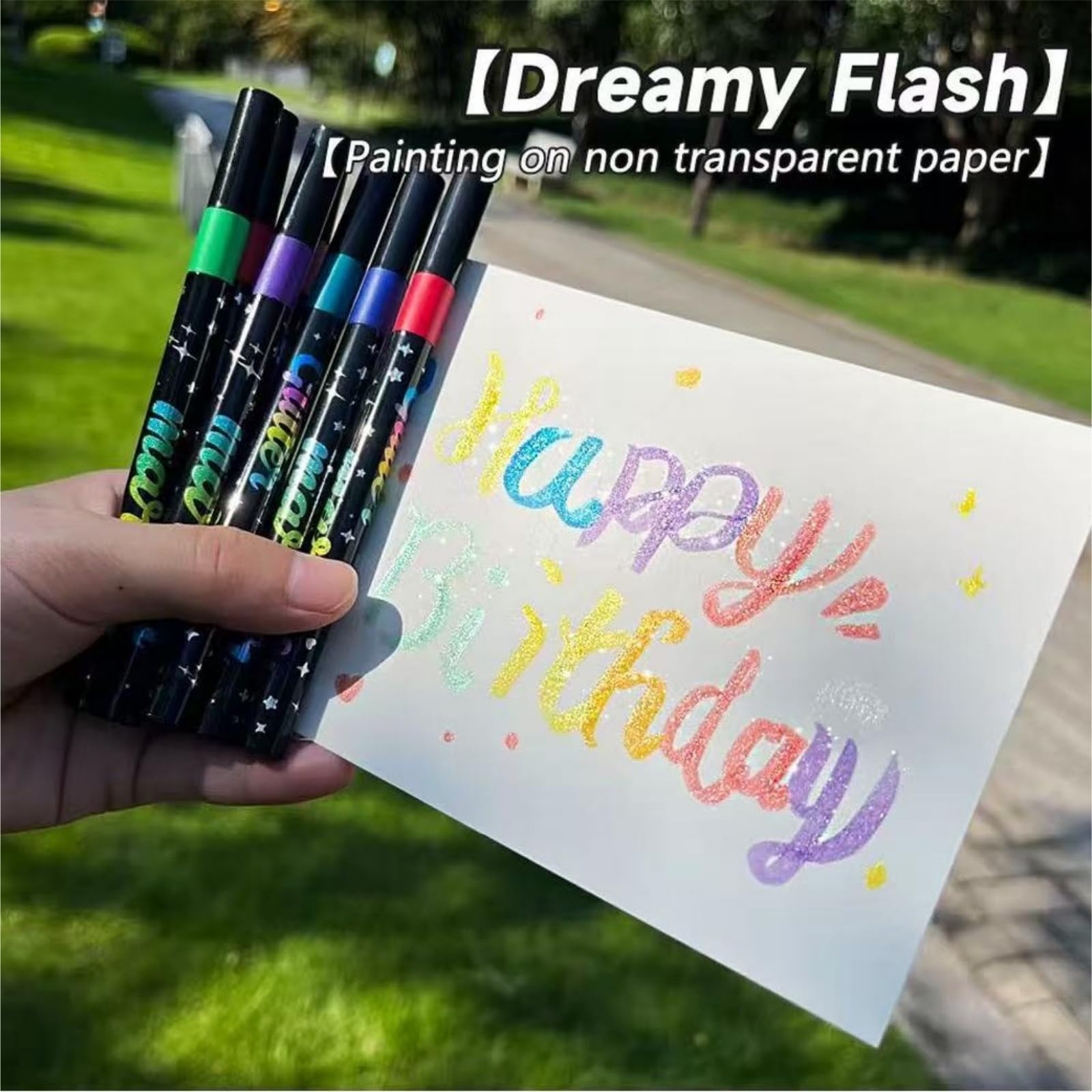 24/48/72/96 pennarelli a pennello con effetto glitter, a doppia punta, penne scintillanti per biglietti di auguri di compleanno, artigianato, scrapbooking, progetti fai da te su carta (multicolore4)