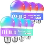OHLUX Smart LED Light Bulbs, 10W A19 WiFi & Bluetooth Color Changing RGB Light Bulbs with Alexa and Google Home, Music Sync,16 Million DIY Colors Dimmable Alexa Led Light Bulbs, 4 Pack