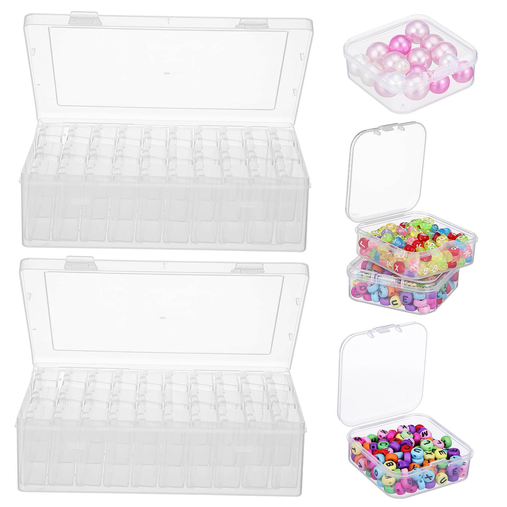 Boîtes de rangement transparentes en plastique à compartiments x2
