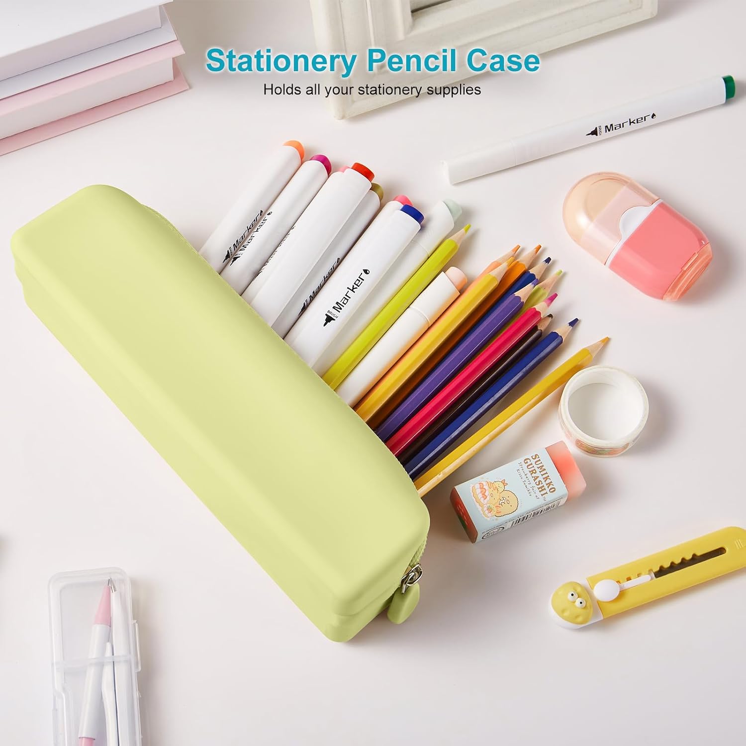 Silicone Pencil Pouch, Pencil Case Organizer, Cute Penci Bag, Pencil Case Pouch, Pencil Bag, Makeup Pouch Peak Green image 5