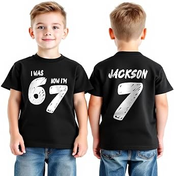 Custom 67 Meme I was 6 Now Im 7 Shirt, Personalized Six Seven Meme 7th Birthday Shirt Boy, 6-7 Bday Short