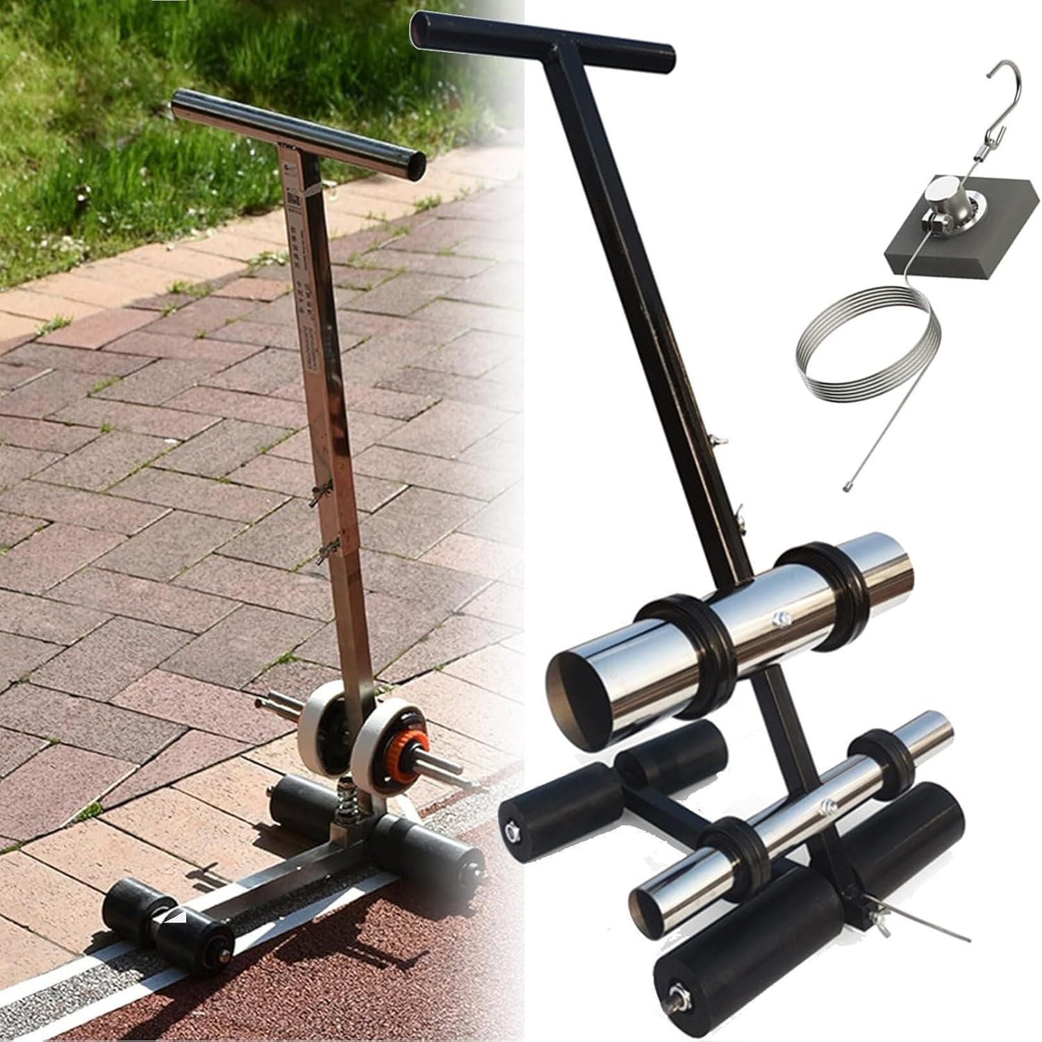 Manual Floor Tape Applicator with Circle Drawing Kit, Hand-Push Tape Marking Machine for Warehouse & Gym Floors