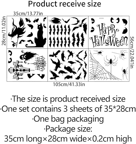 Miniatura 7 de Silueta de Halloween para ventana, calcomanías de pared de silueta de Halloween, calcomanías de pared extraíbles de Halloween, decoración de