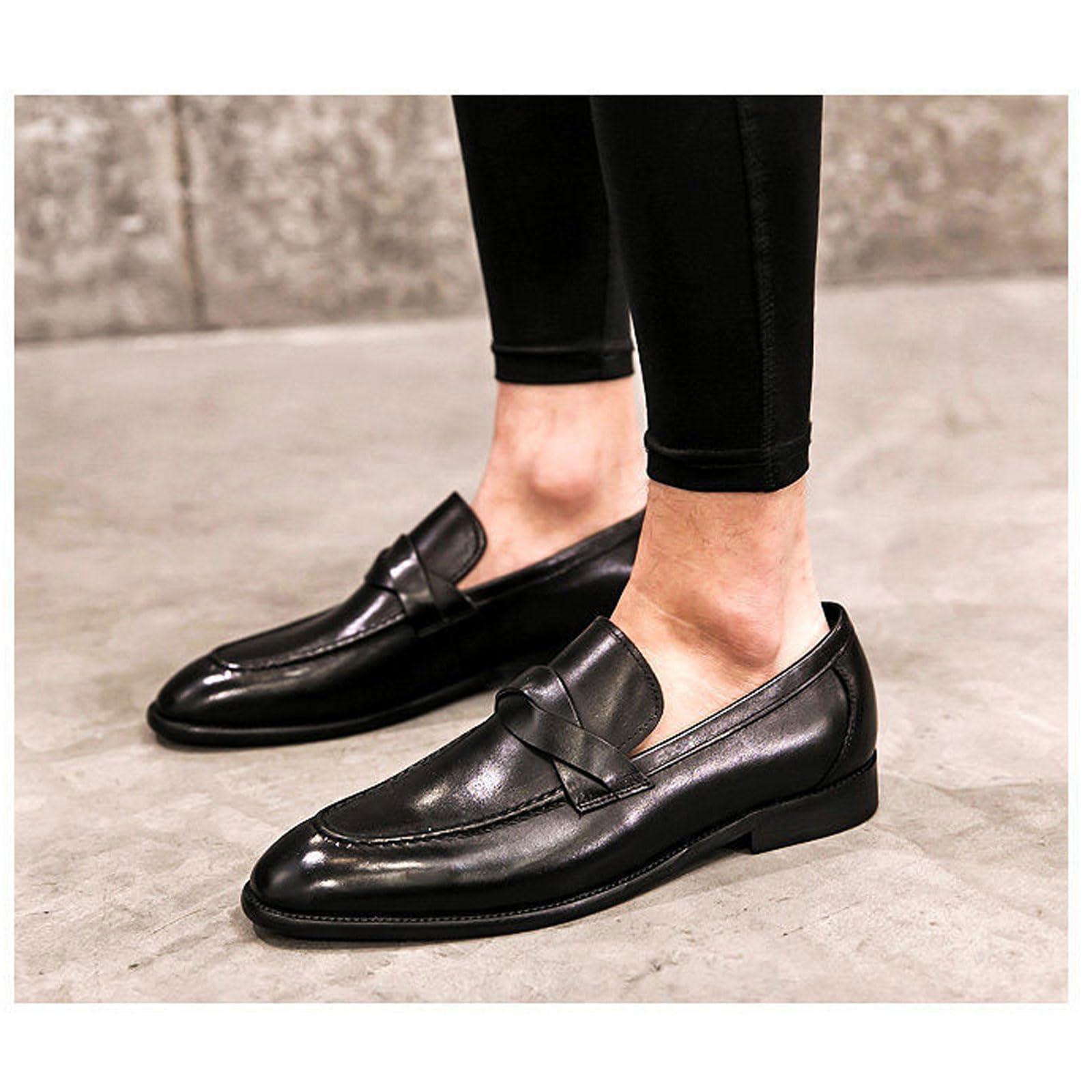 Uomo Mocassini Slip on Scarpe da Abito Formale, Punta Quadrata per Lavoro E Casual, Stile Oxford Business