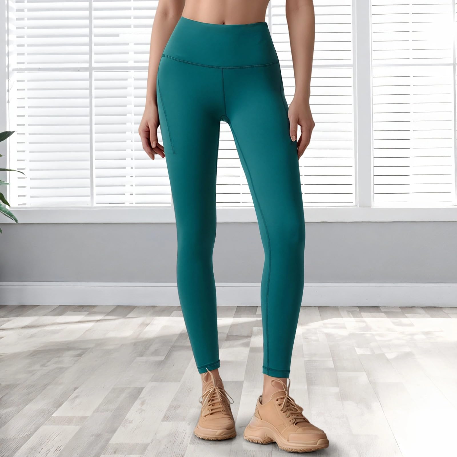 Damskie bezszwowe legginsy do jogi, zielone spodnie ze stretchem z wysokim stanem do sesji fitness i jogi, ZIELONY, rozmiar uniwersalny
