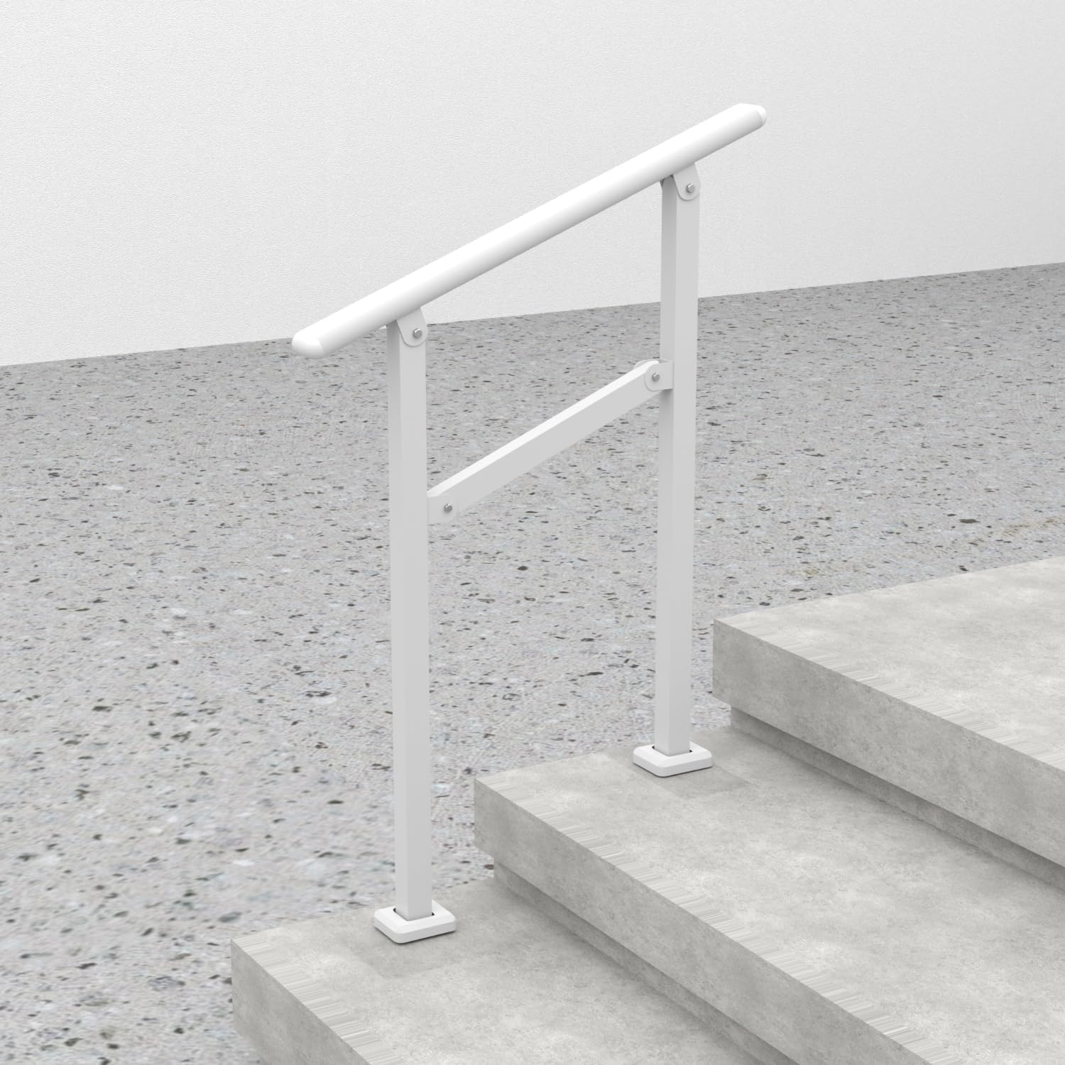 Hand Rails for Outdoor Steps, 1-2 Step Stair Railing Outdoor, 2 Step Handrails for Outdoor Steps, (White, 1Pack)