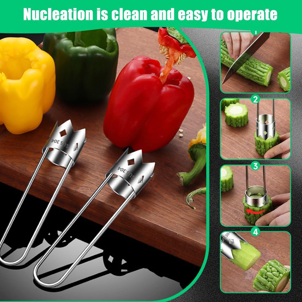 Red Bell Pepper Seed Corer,2024 New Stainless Steel Fruite Corer,For Vegetables Fruit Kitchen Gadget(A*2 PCS)
