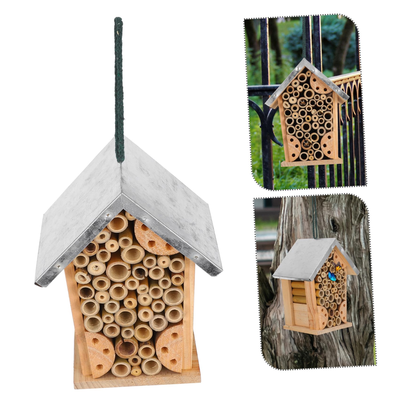 Sosoport Hängendes Insektenhotel Leicht Aufzuhängen für Garten und Eisen Wetterfest Außenbereich Geeignet für Bienen und Schmetterlinge