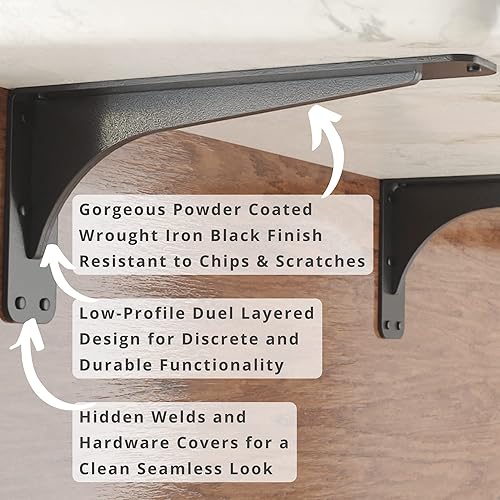 Miniatura 4 de Starby Gladiator Series - Soportes de estante para encimera de granito de bajo perfil soldado de 500 libras con capacidad de 500 libras (2 unidades)