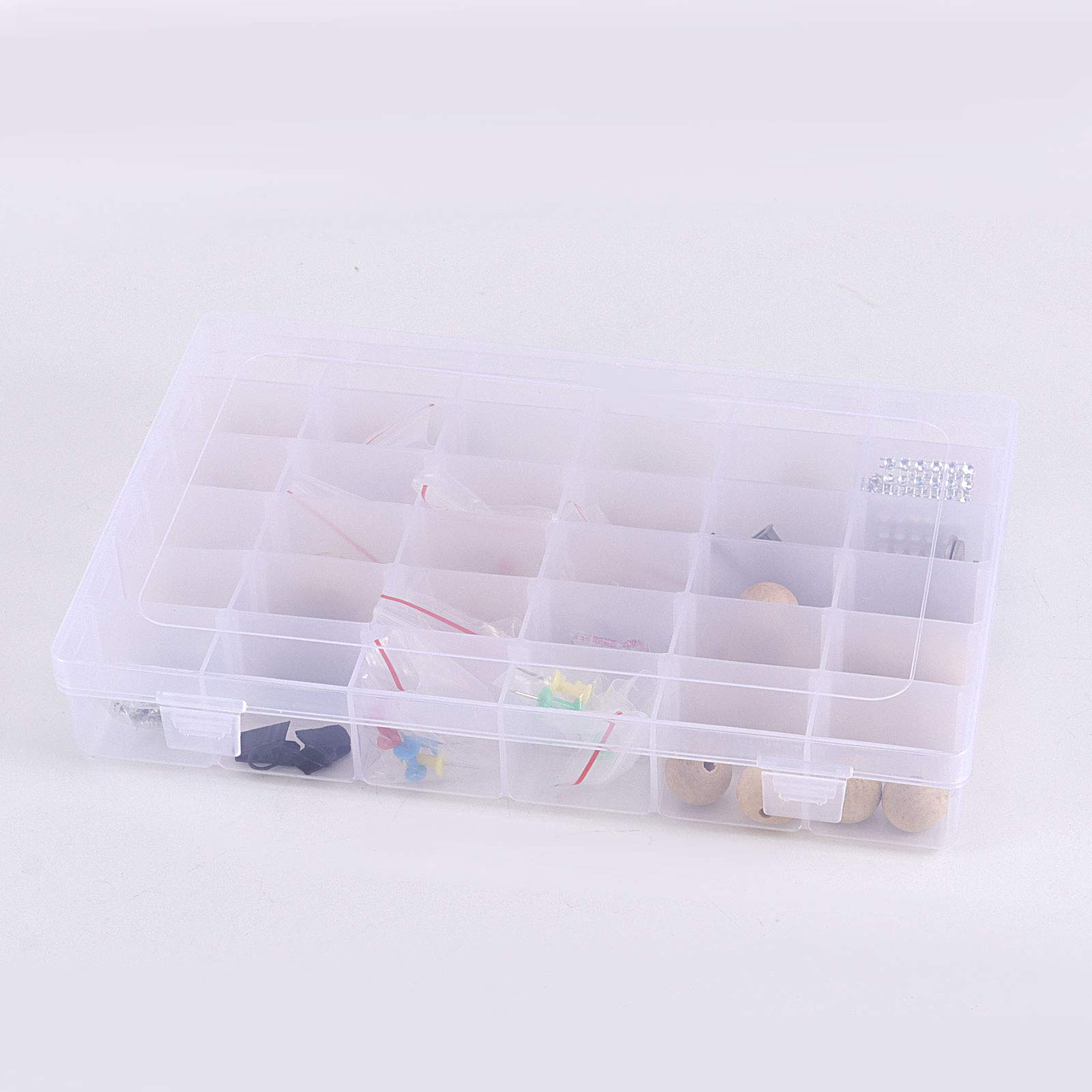 ZOENHOU Lot de 6 boîtes de rangement en plastique transparent avec 36 compartiments réglables pour bijoux, perles, boucles d'oreilles, crochets, petits accessoires