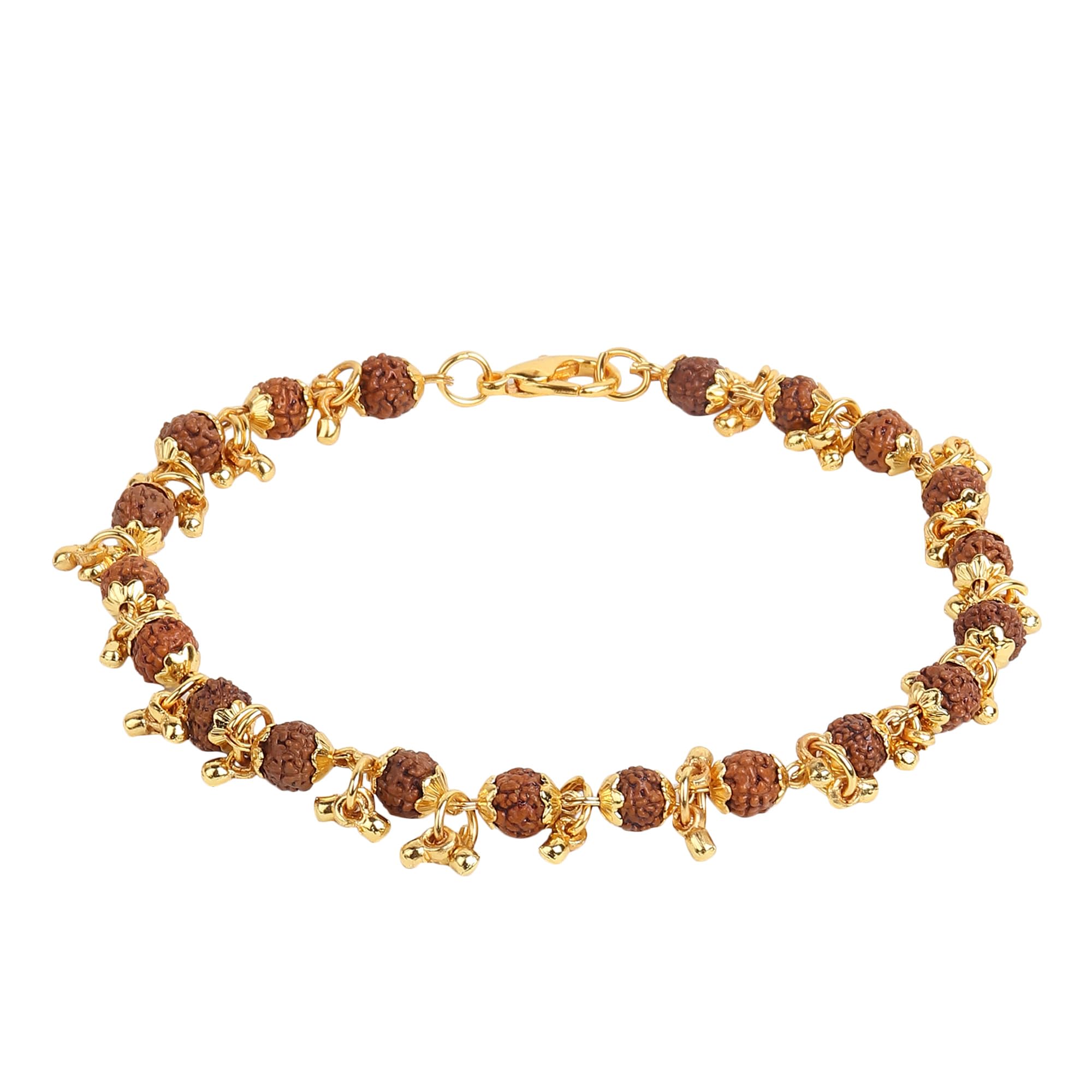 Divine Hindu Gold Plated Rudraksha Bracelet For Women | ISO Certified | 5 Mukhi Rudraksha 20 Brown Beads | Rudraksha Bracelet for Meditation and Prayer for Women | Size: 8 Inches (B0D8YLRXC1) Amazon Price History, Amazon Price Tracker