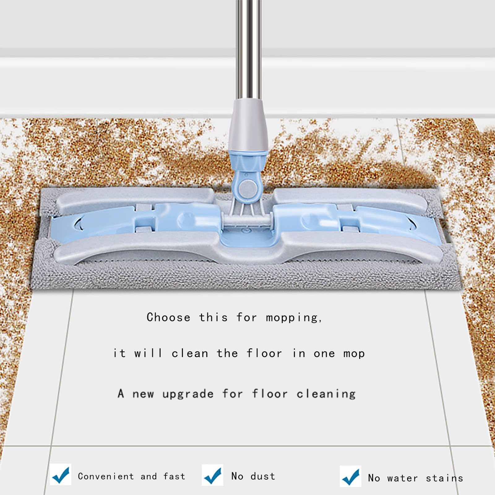 Fregona de microfibra para limpiar pisos - Fregona para pisos de madera Fregona para polvo húmeda y seca para limpieza de pisos, ideal para madera dura, laminado, baldosas A,38 * 120 * 8cm