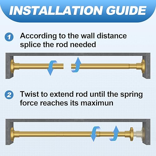 Vista 74 de Barra de cortina de ducha negra de 31 a 92 pulgadas, barra telescópica de acero inoxidable ajustable de 1 pulgada de diámetro, fácil de instalar,