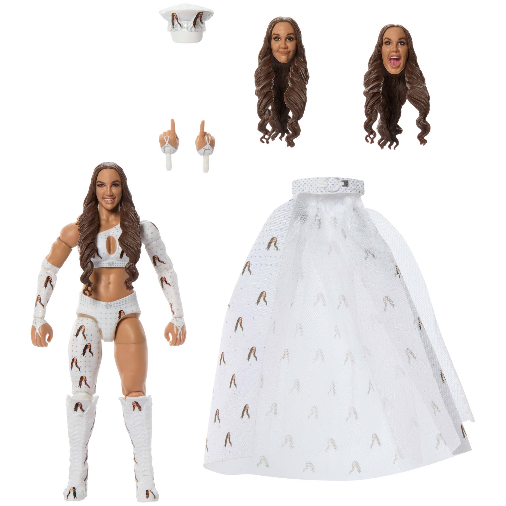 Mattel WWE Ultimate Edition Action Figure & Accessories Set, Chelsea Green 6-inch Collectible with Swappable Heads & Hands, 30 Articulation Points​, JHV99