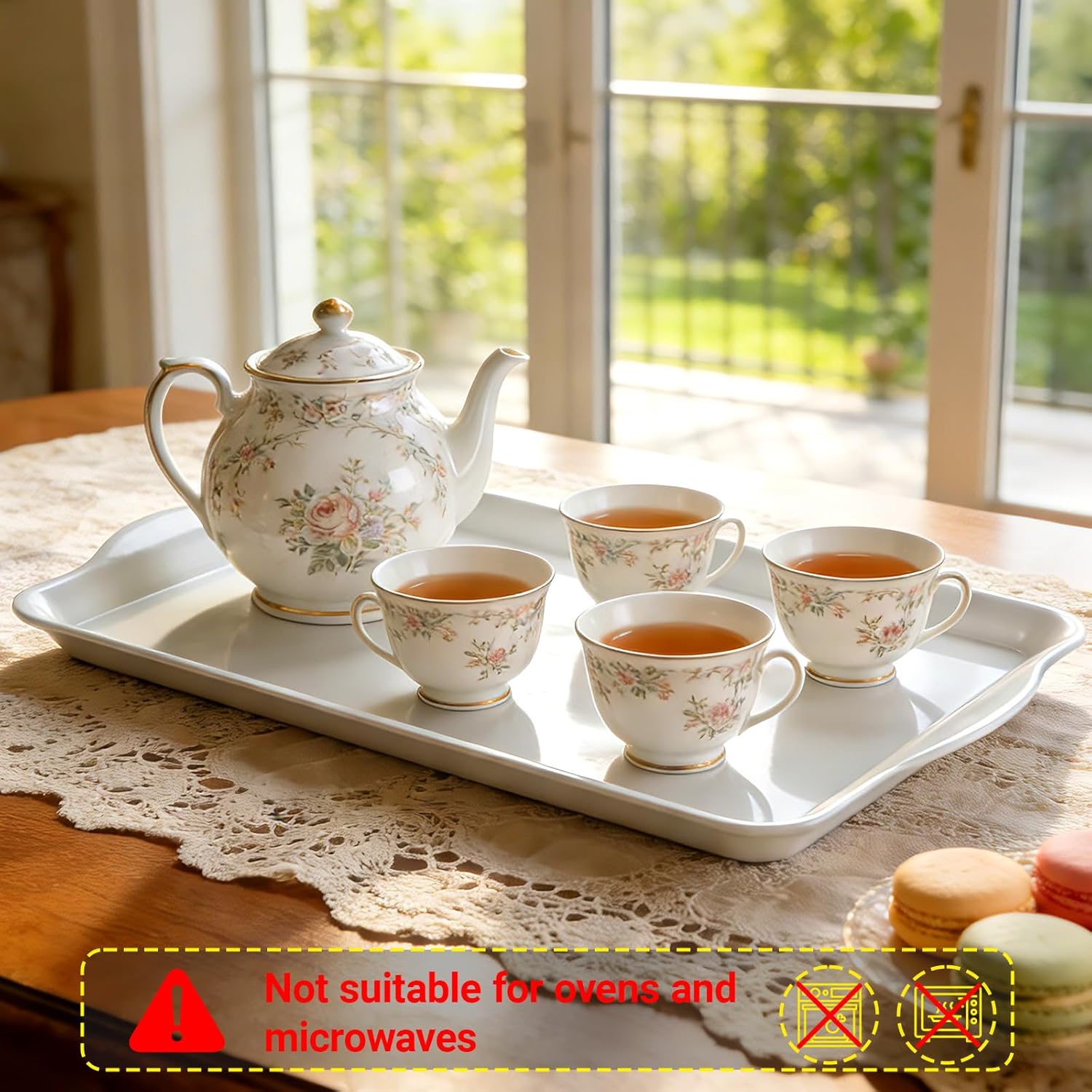 Melamine Serving Tray 8x11.7 Inch Small Durable Multipurpose Rectangle Tray for Dining Table, Kitchen, Office, Bathroom - Easy to Clean & Shatterproof,Set of 2