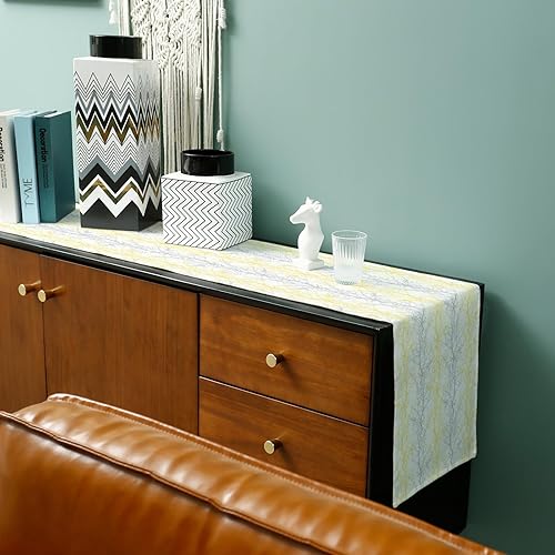 Miniatura 6 de Camino de mesa Forest Branch de 48 pulgadas de largo, algodón y lino, bufandas de arpillera, cocina, cena, cafetería, decoración de mesa para