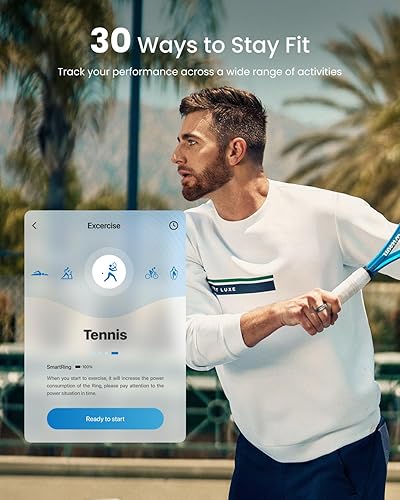 Miniatura 7 de RENPHO Lynx Smart Ring - Seguimiento de sueño y actividad durante todo el día, incluye funda de carga, regalos para hombres, batería de 7 días,