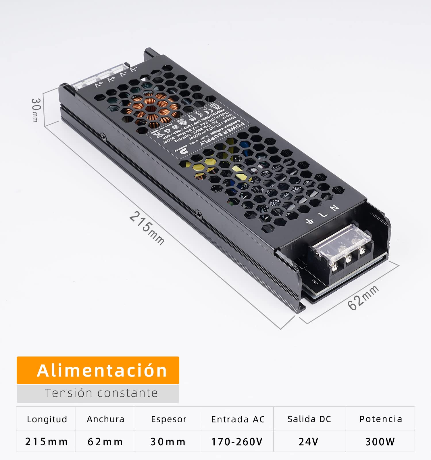 Transformador 220V 24V 300W 12.5A Driver para LEDs Fuente de Alimentación | Ultrafino Adaptador de Voltaje Constante para Tiras LED Bombillas MR11 G4 MR16