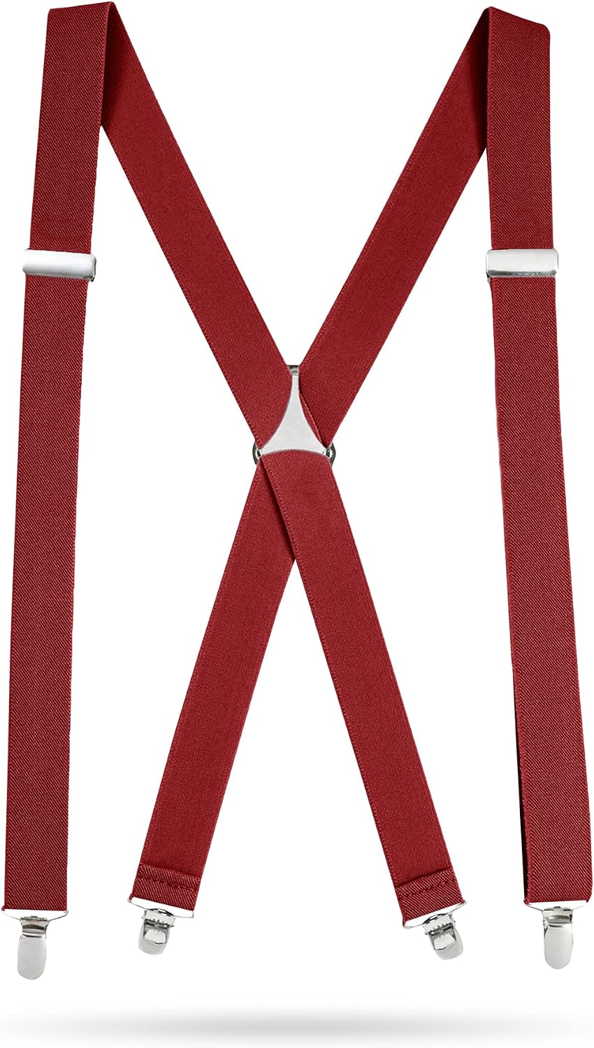 HOLD’EM Men’s X-Back Adjustable suspenders for trousers & jeans, Straight Clip-on Tuxedo Suspenders