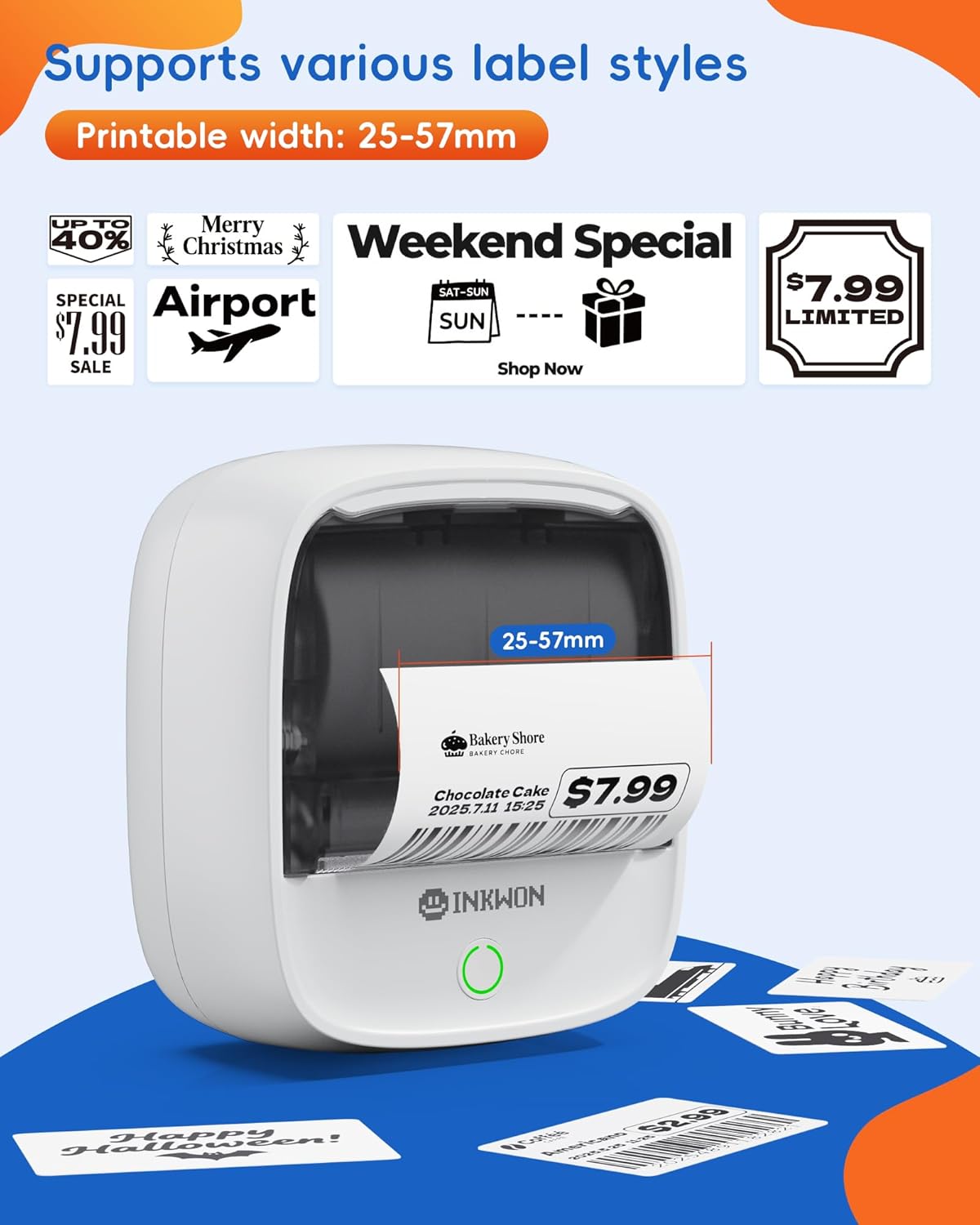 B21 Label Maker Machine with Tape, 2-Inch Wide Waterproof Tape, Bluetooth Portable Label Maker for Small Business, Office, Home, School Organization